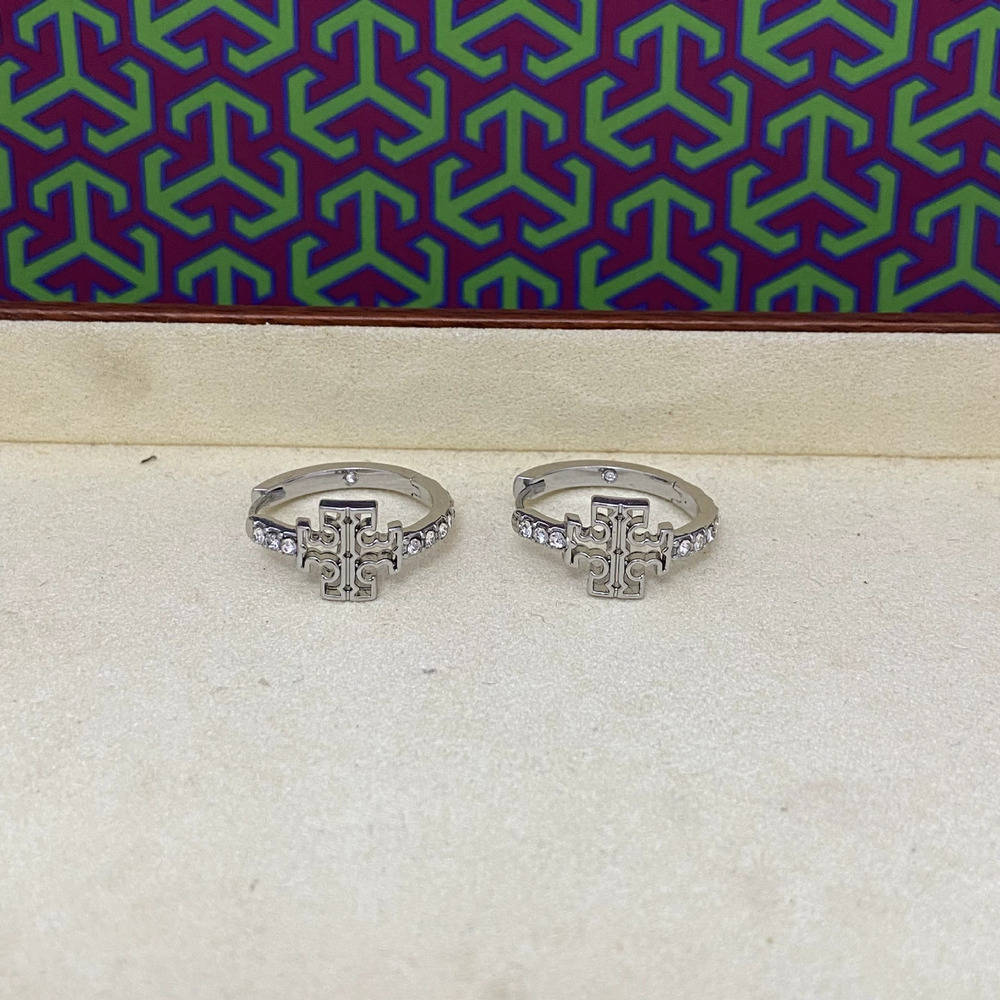 Tory Burch Hollow Letter Rhinestone Earrings